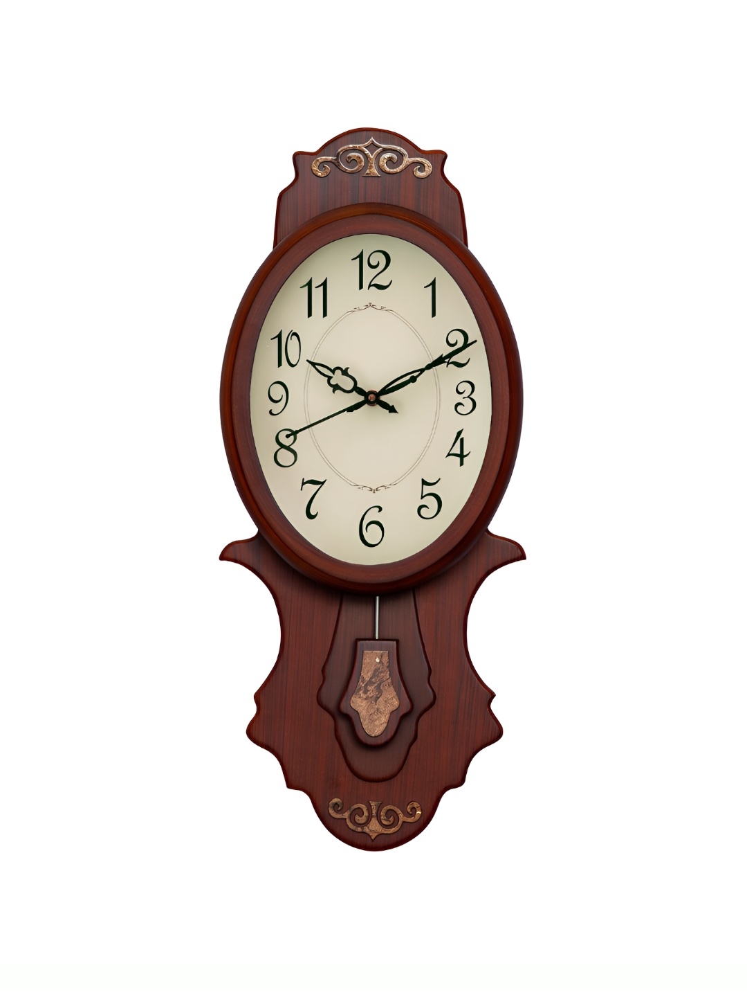 

Ancient Clock Makers Brown Wooden Oval Traditional Wall Clock
