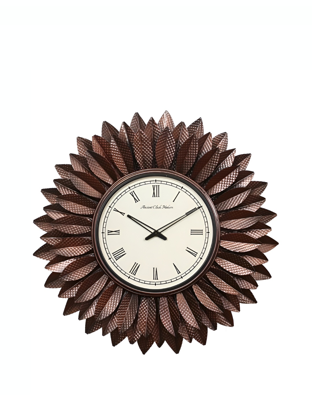 

Ancient Clock Makers Brown & White Floral Textured Analogue Traditional Wall Clock