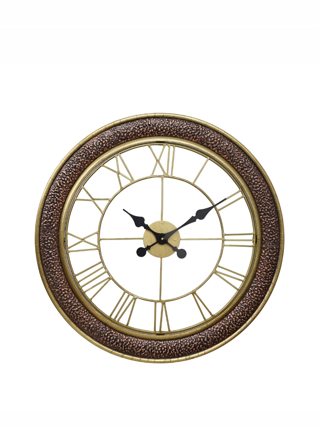 

Ancient Clock Makers Gold-Toned Textured Round Metal Traditional Analogue Wall Clock