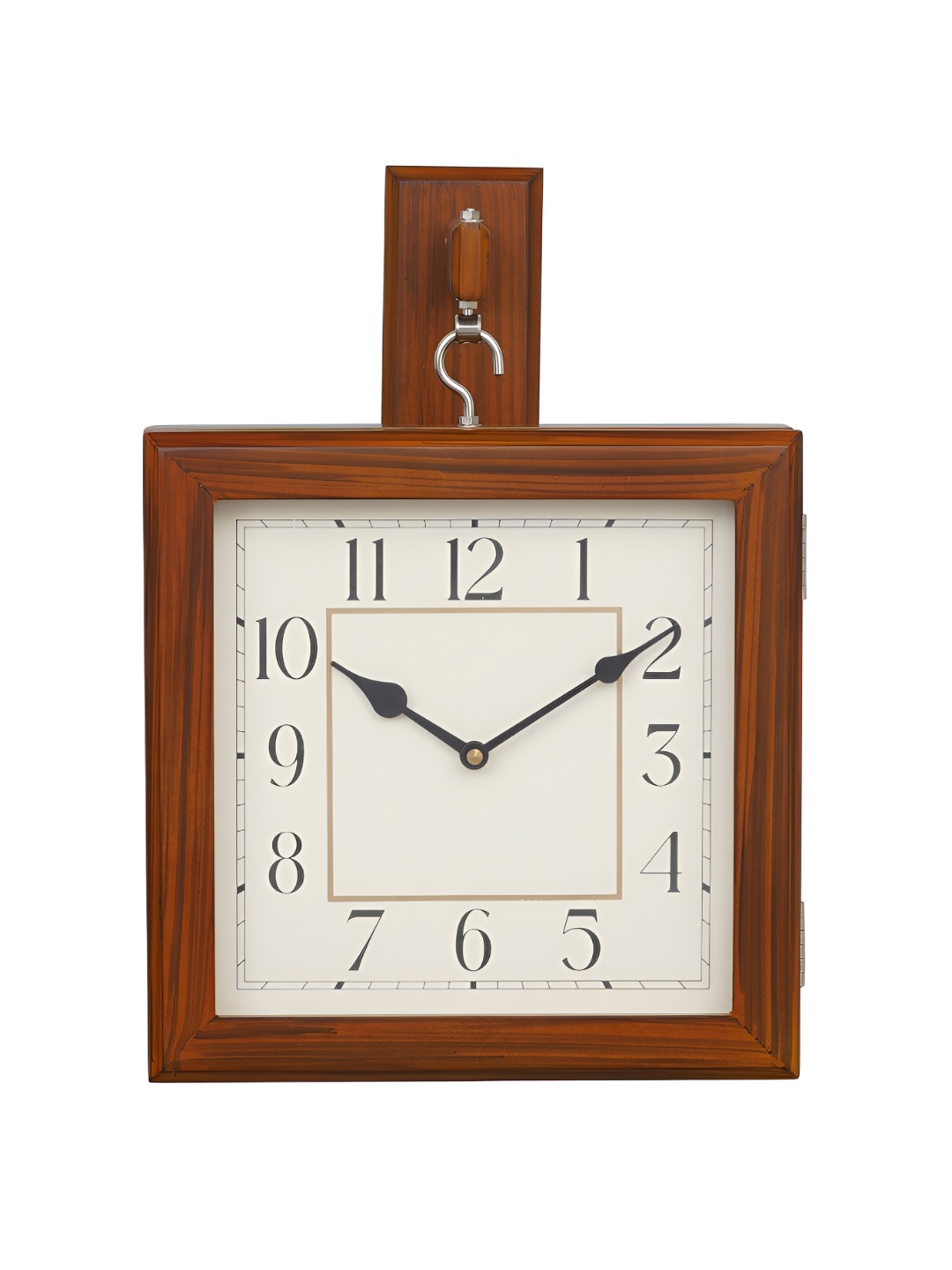 

Ancient Clock Makers Brown & White Textured Square Traditional Wall Clock