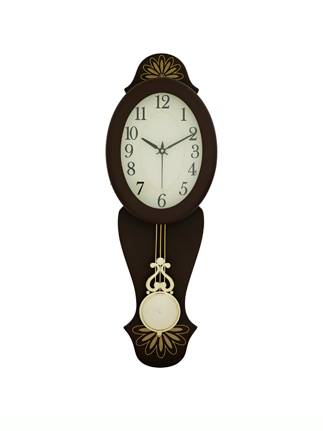 

Ancient Clock Makers Brown & White Textured Analogue Oval Shaped Traditional Wall Clock