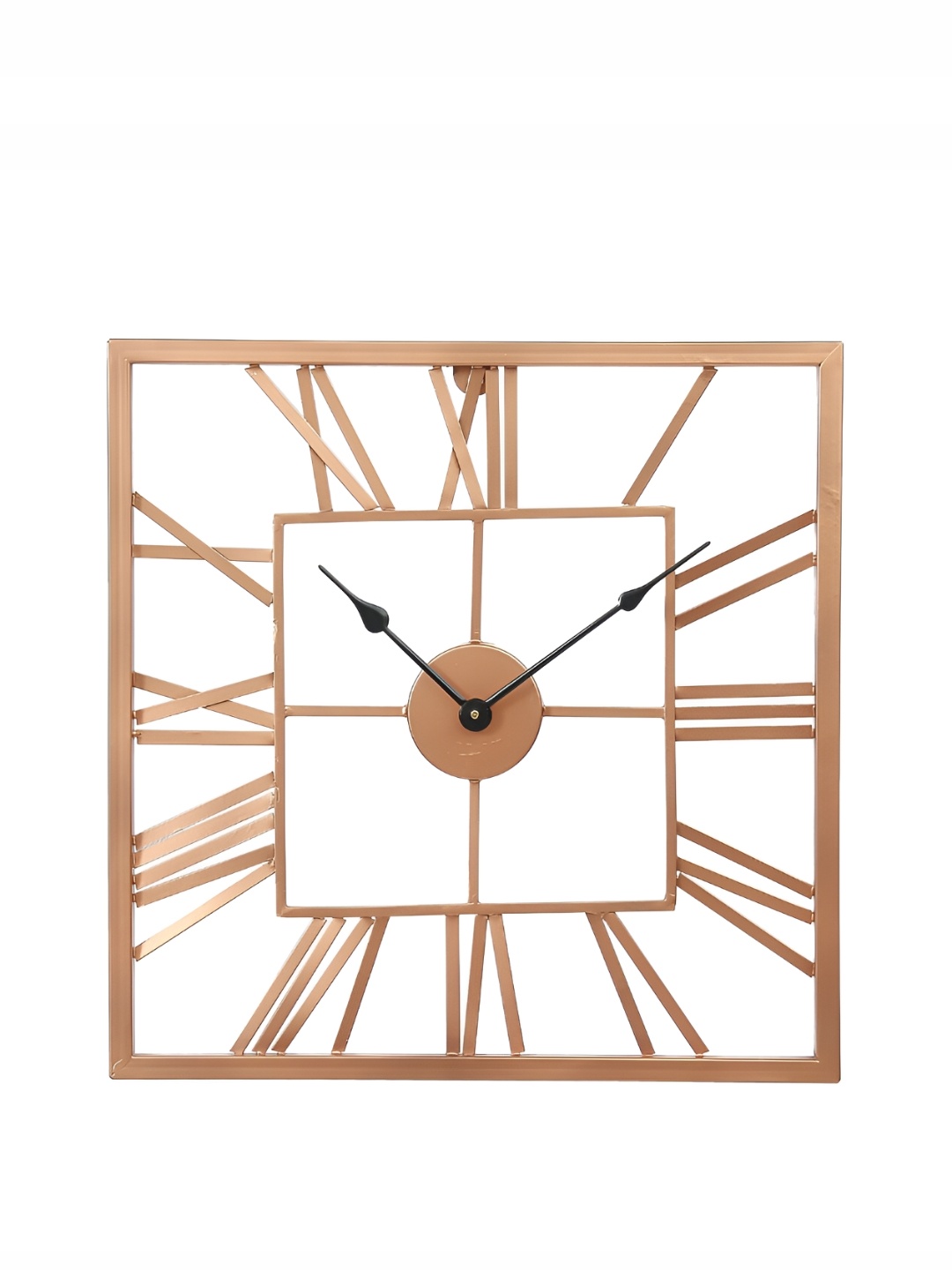 

Ancient Clock Makers Copper-Toned Textured Square Shaped Traditional Wall Clock