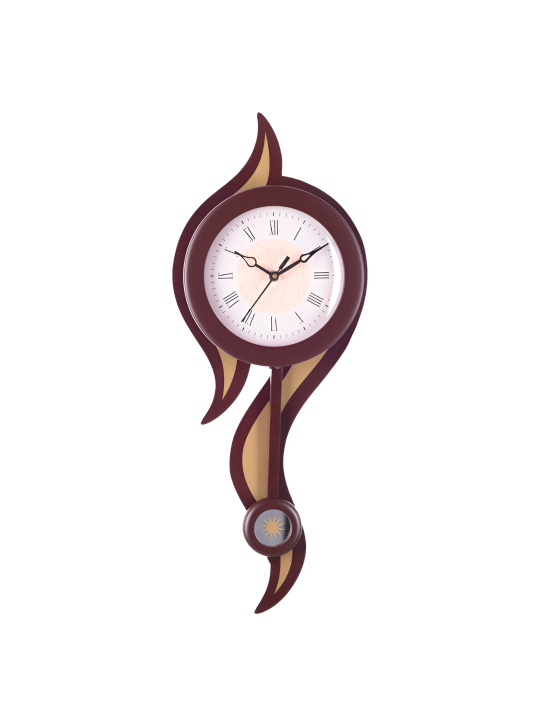 

Ancient Clock Makers Brown Round Wooden Traditional Wall Clock