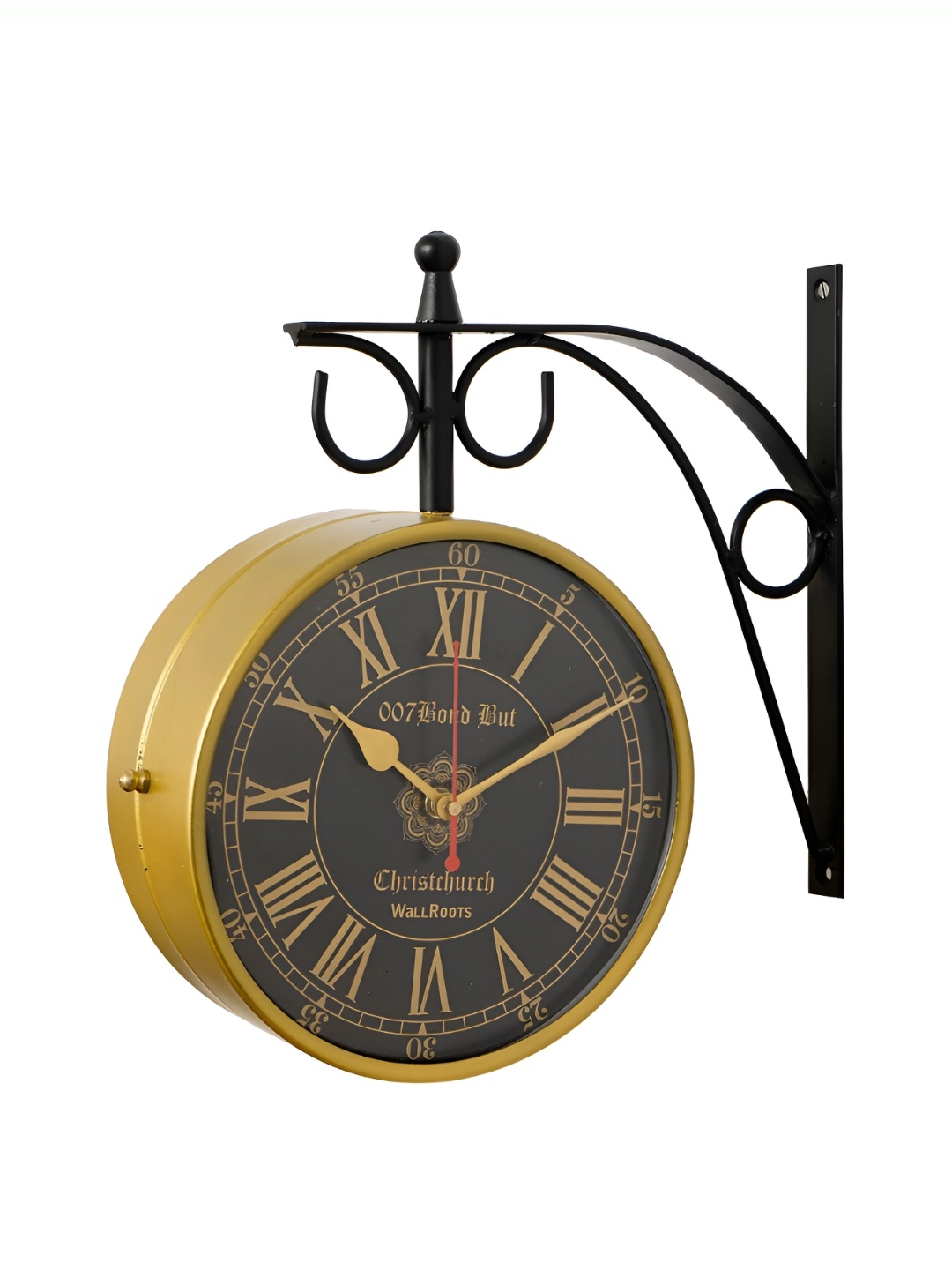 

Ancient Clock Makers Gold toned Black Textured Round Traditional Wall Clock