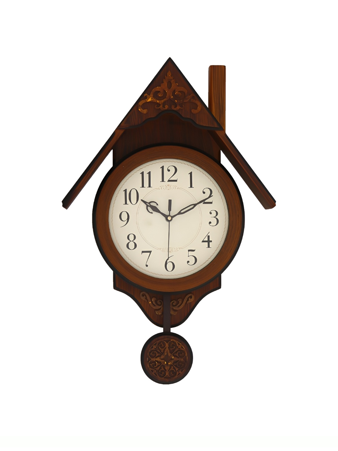 

Ancient Clock Makers Brown & White Round Traditional Wall Clock