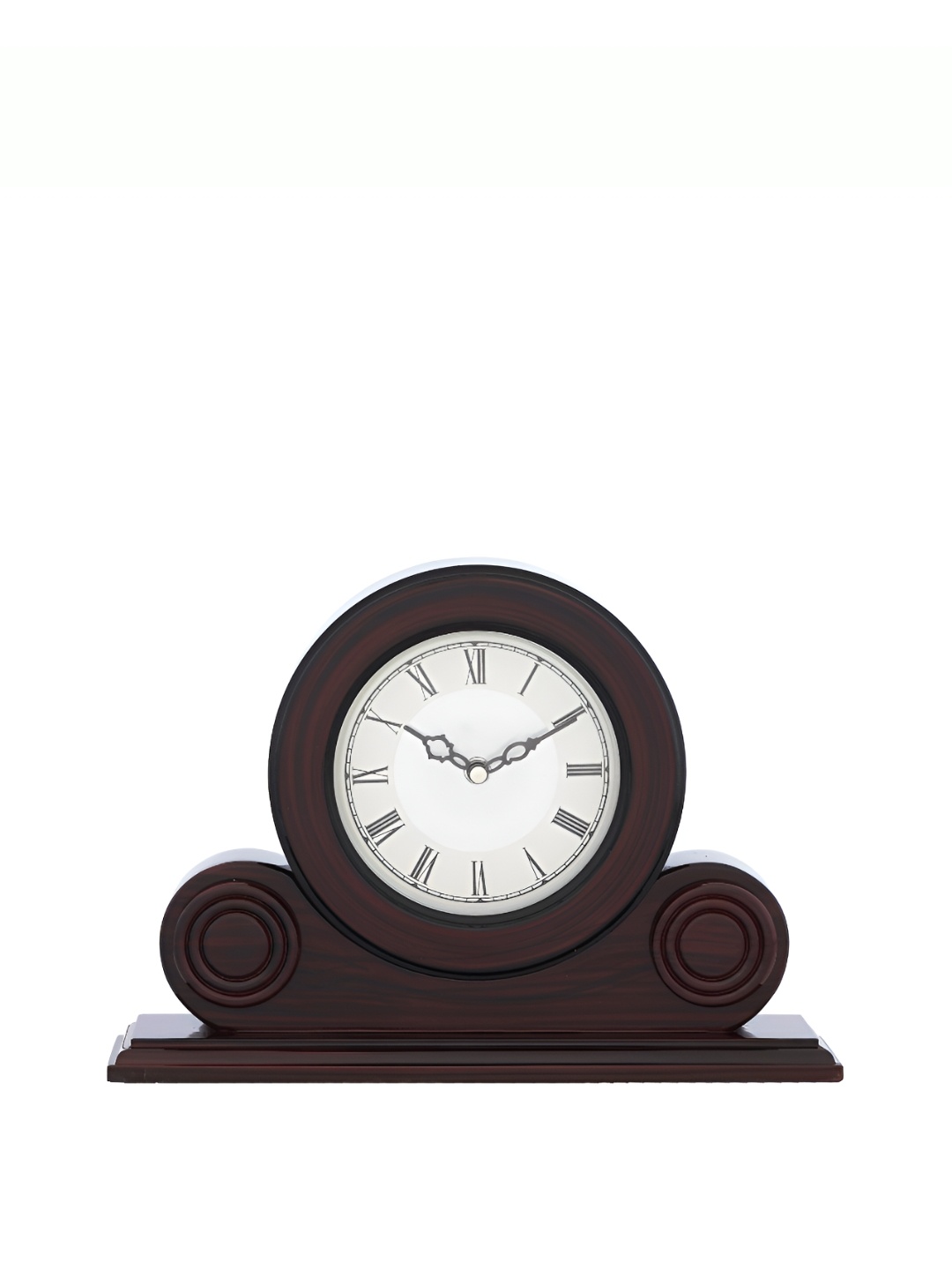 

Ancient Clock Makers Brown and White Wooden Analogue Round Contemporary Table Clock