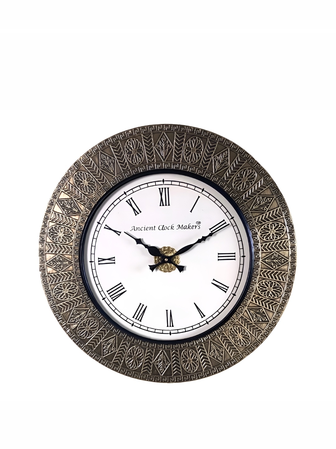 

Ancient Clock Makers Black & White Textured Round Contemporary Wall Clock