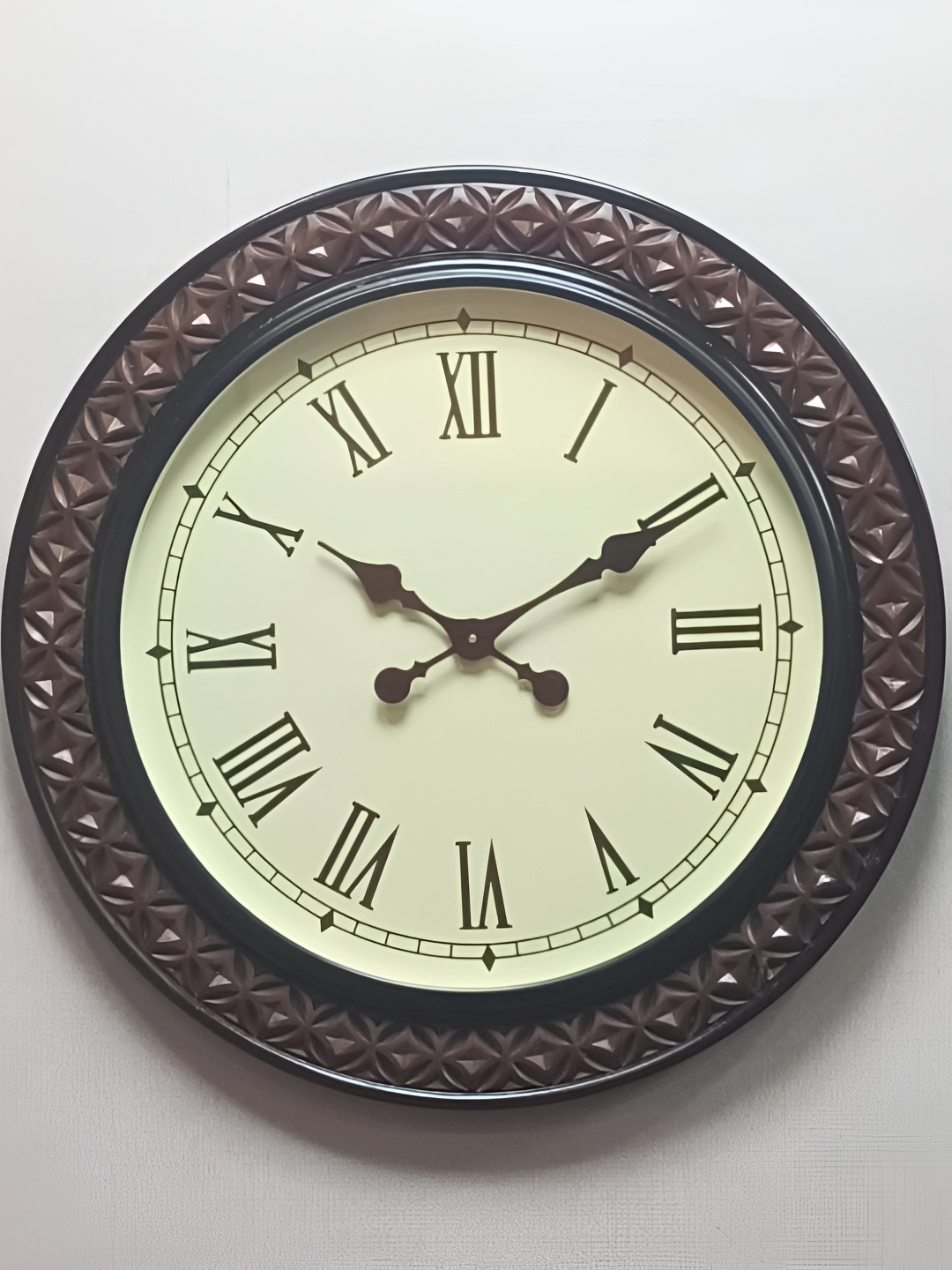 

Ancient Clock Makers Brown Textured Round Traditional Wall Clock