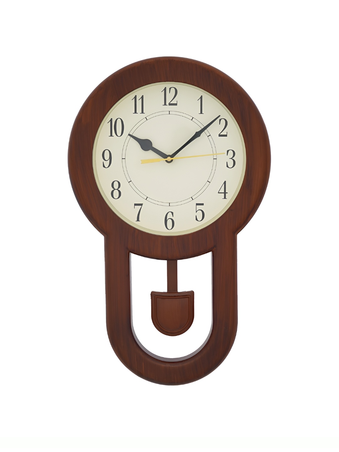 

Ancient Clock Makers Brown & Beige Solid Round Traditional Wall Clock