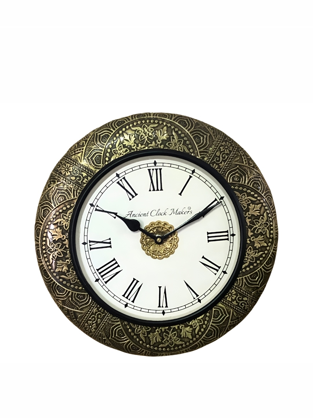 

Ancient Clock Makers Gold-Toned & White Traditional Textured Spherical Wall Clock