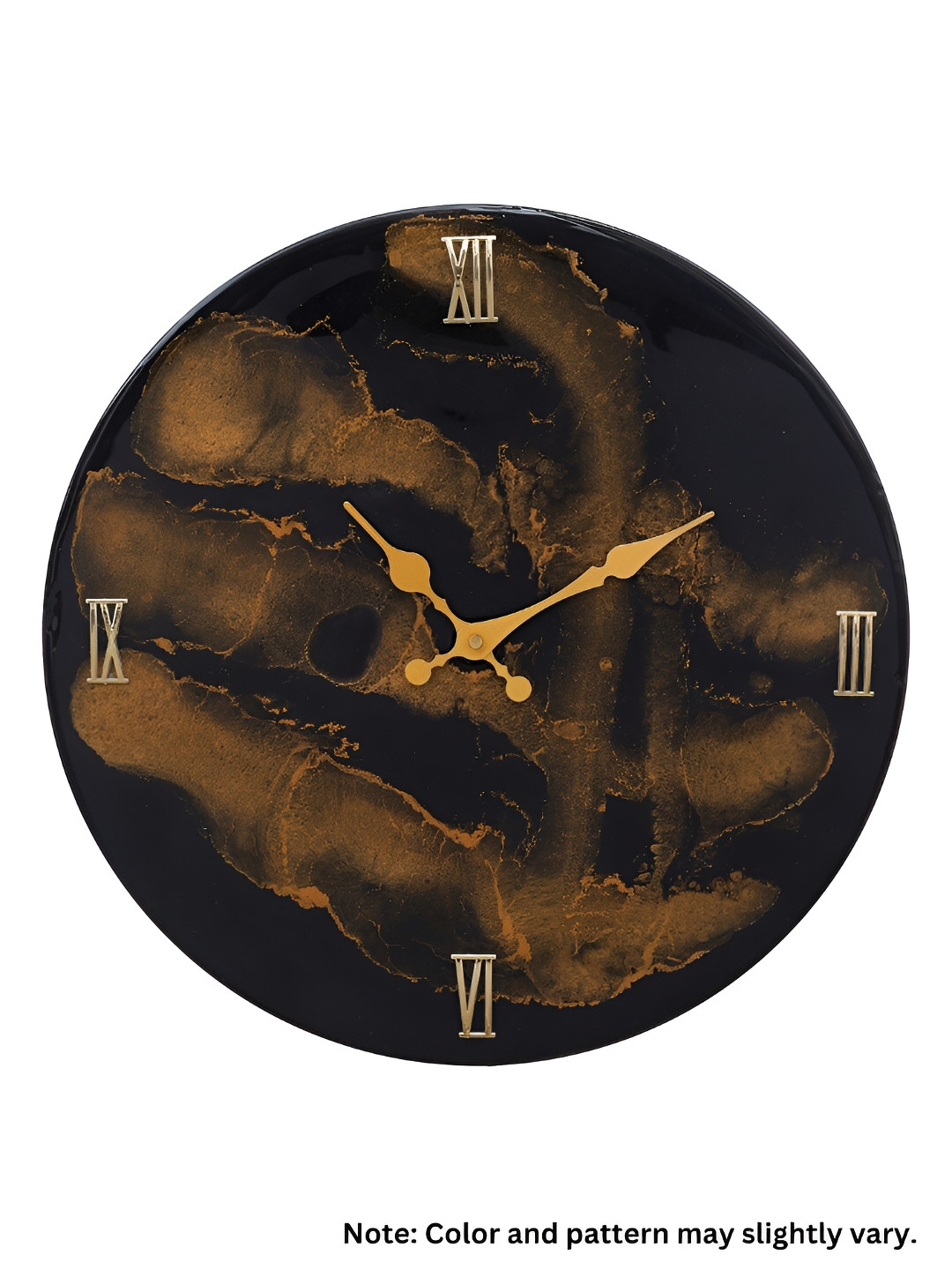 

Ancient Clock Makers Black & Gold Toned Textured Round Contemporary Wall Clock