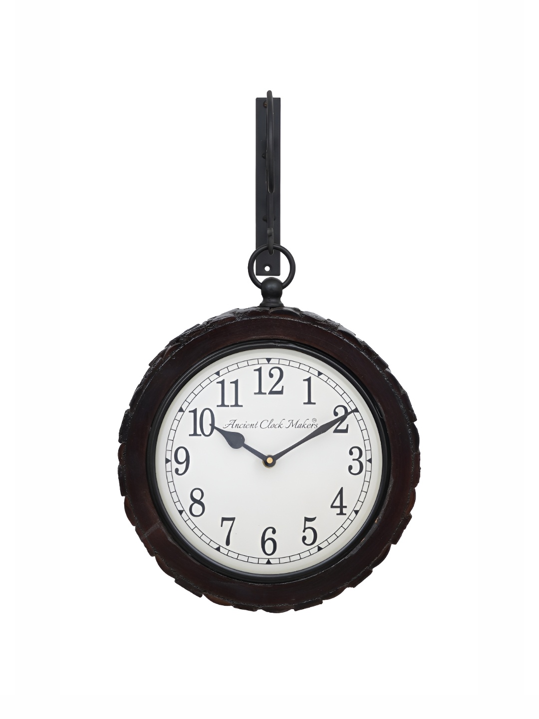 

Ancient Clock Makers Brown Solid Round Traditional Wall Clock