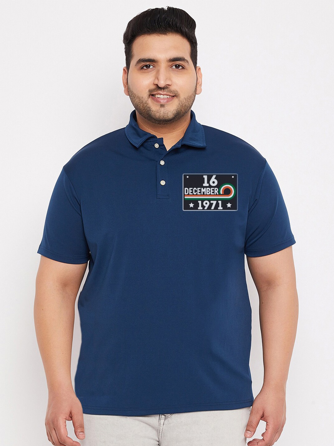 

bigbanana Plus Size Short Sleeves Rapid-Dry Polo Collar T-shirt, Navy blue