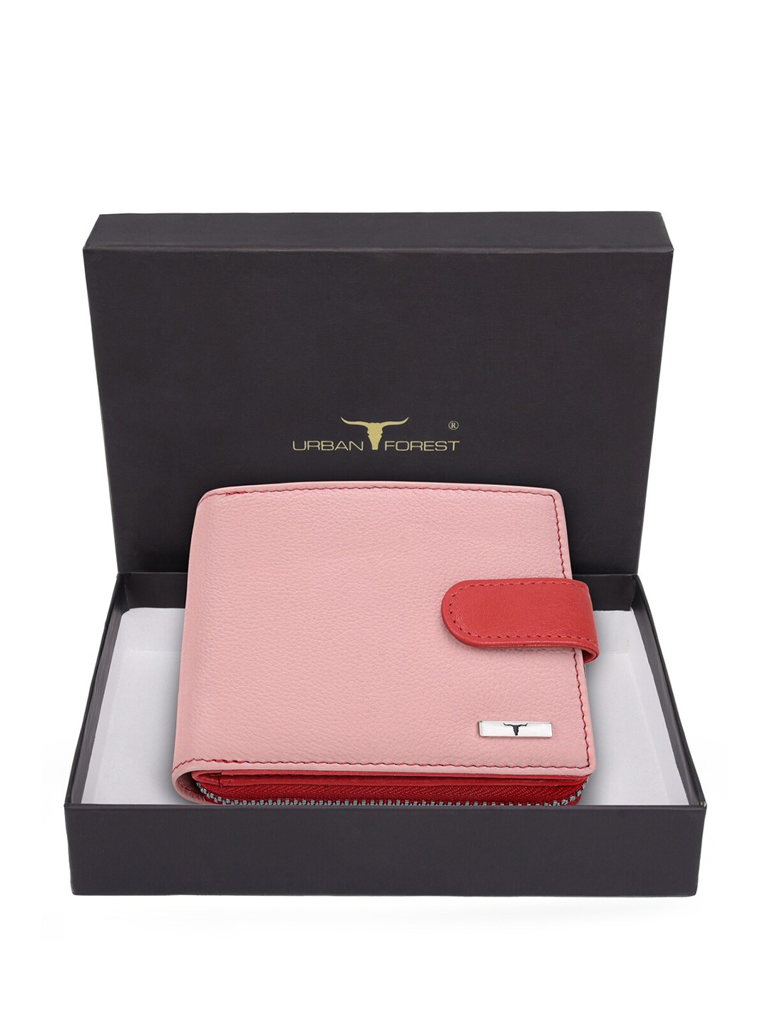 

URBAN FOREST Women Leather Zip Around Wallet, Pink