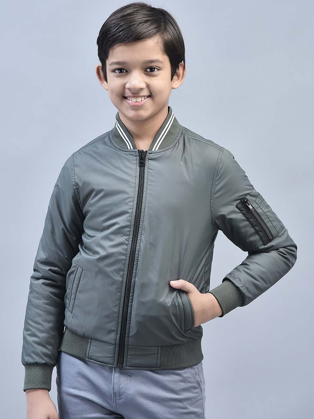 

Crimsoune Club Boys Stand Collar Lightweight Bomber Jacket, Green