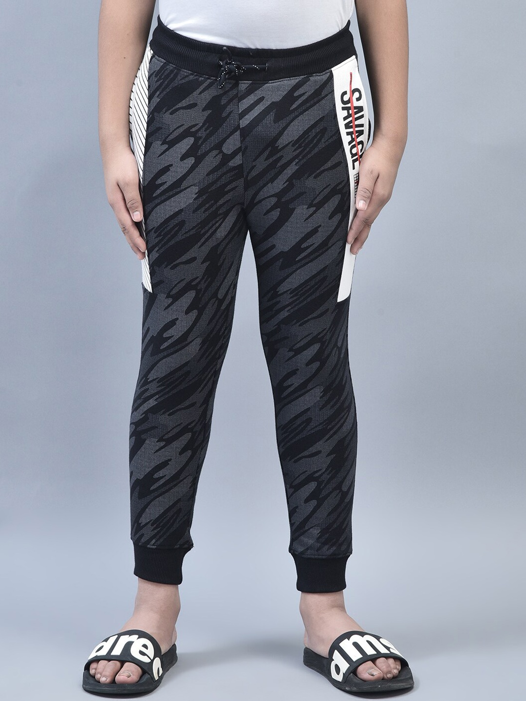 

Crimsoune Club Boys Abstract Printed Mid-Rise Joggers, Navy blue