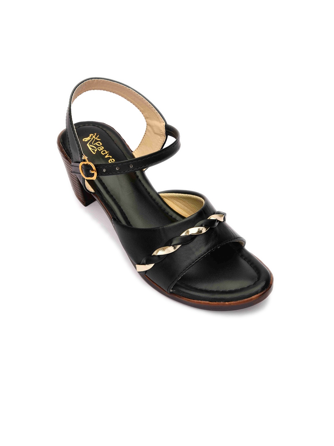 

Padvesh Textured Open Toe Block Heels, Black
