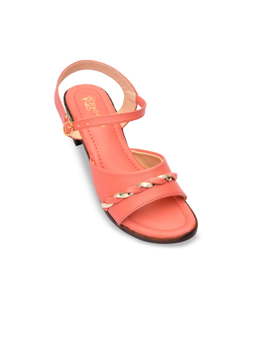

Padvesh Textured Open Toe Block Heels, Peach