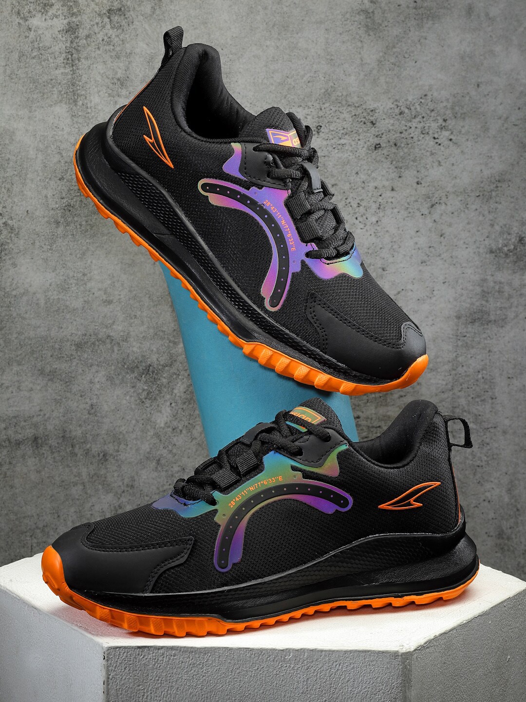 

ASIAN Men TURBO-02 Lace-Up Running Shoes, Black