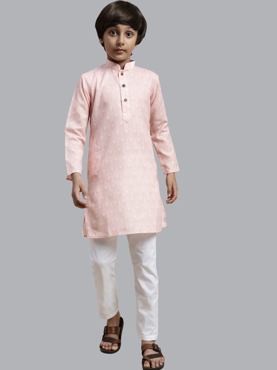 

Sangria Boys Ethnic Motif Printed Straight Kurta, Pink