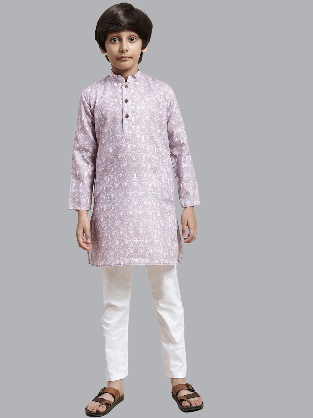 

Sangria Boys Floral Printed Cotton Kurta, Lavender