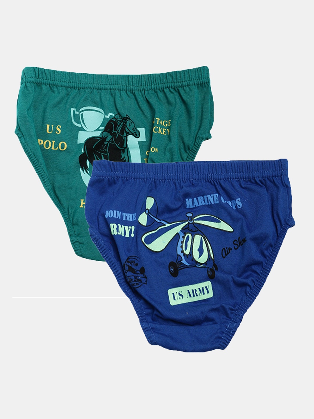 

Dollar Kids Care Pack Of 2 Boys Printed Pure Cotton Basic Briefs MKKB-001-PO2-ASST3, Green