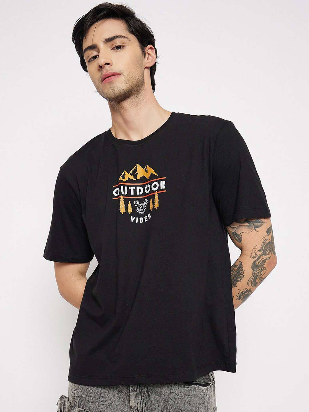 

Kook N Keech Disney Typography Printed Round Neck Cotton Regular T-shirt, Black