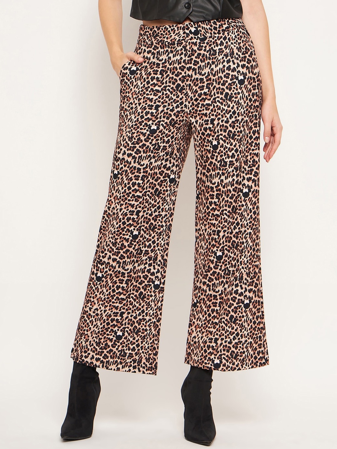 

Madame Women Animal Printed Parallel Trouser, Brown