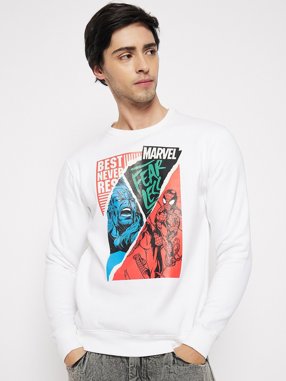 

Kook N Keech Marvel Spider Man Character Printed Pullover Sweatshirt, White