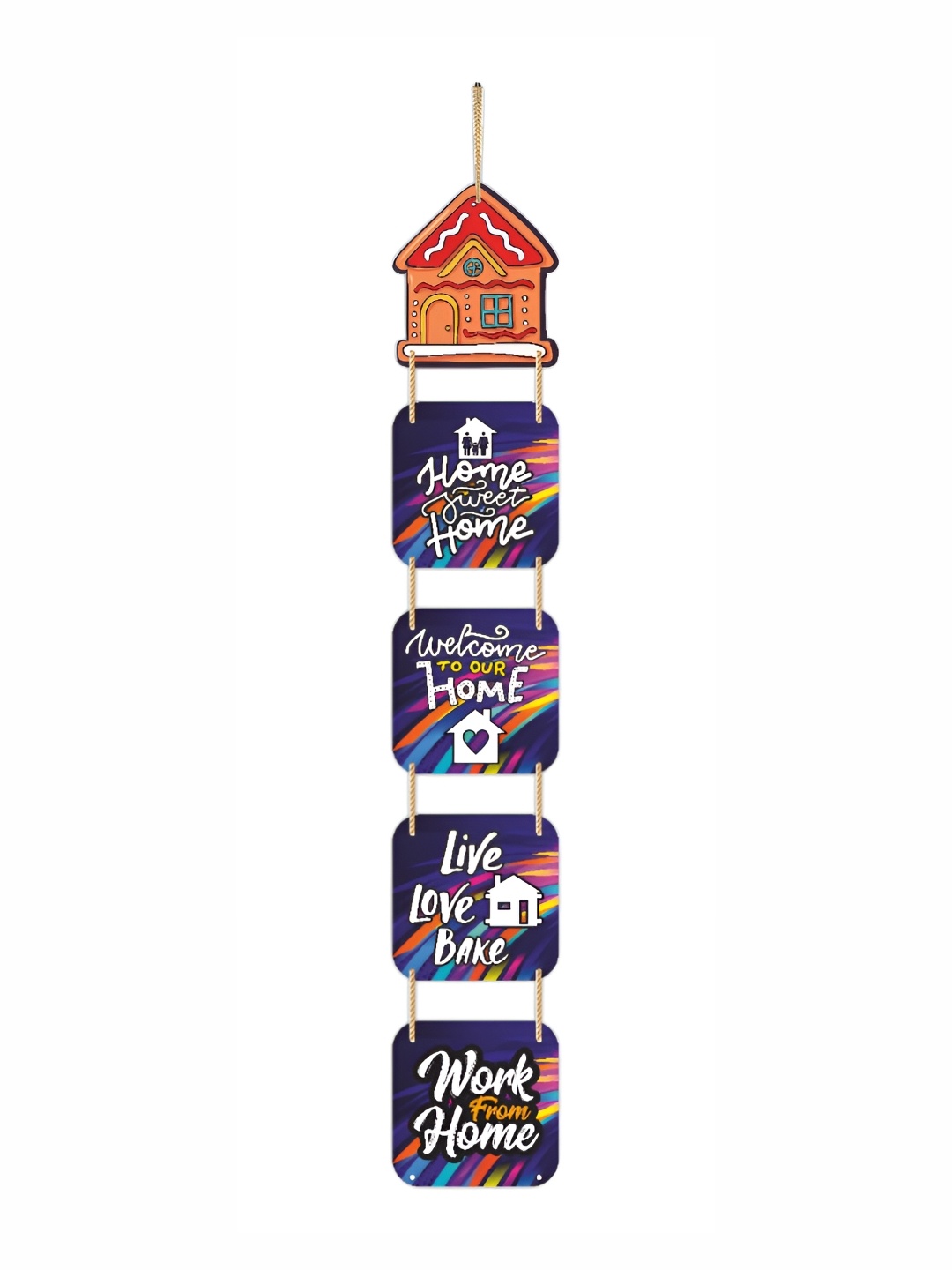 

CVANU Blue & Orange Printed Wooden Wall Hanging