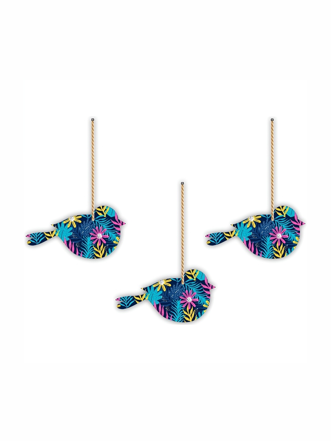 

CVANU Blue & Pink Birds Wooden Hanging Wall Decor