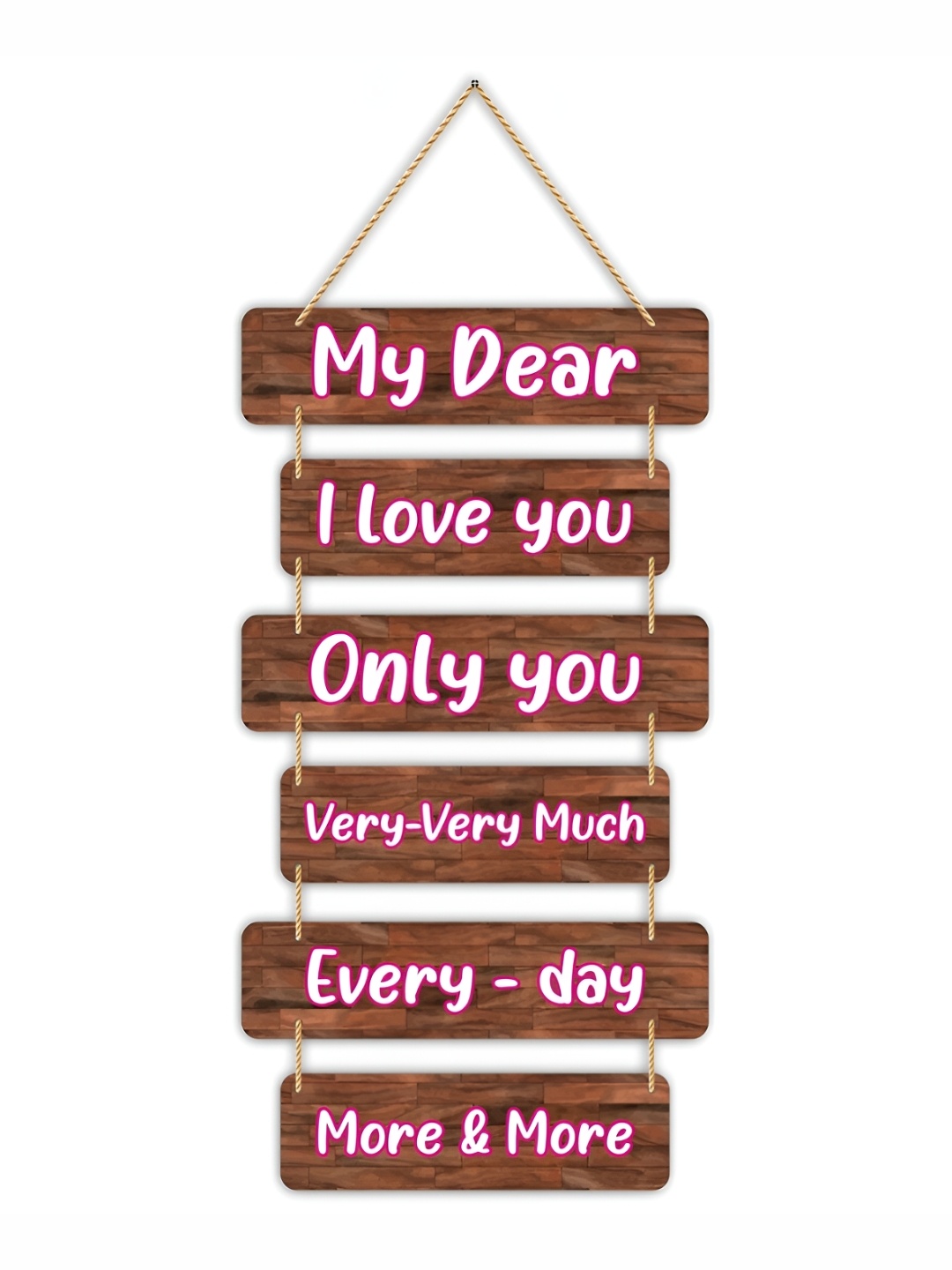 

CVANU Brown & White I Love You Board Wooden Hanging Wall Decor