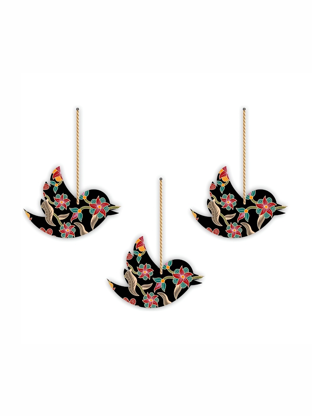 

CVANU Black & Red Birds Wooden Hanging Wall Decor