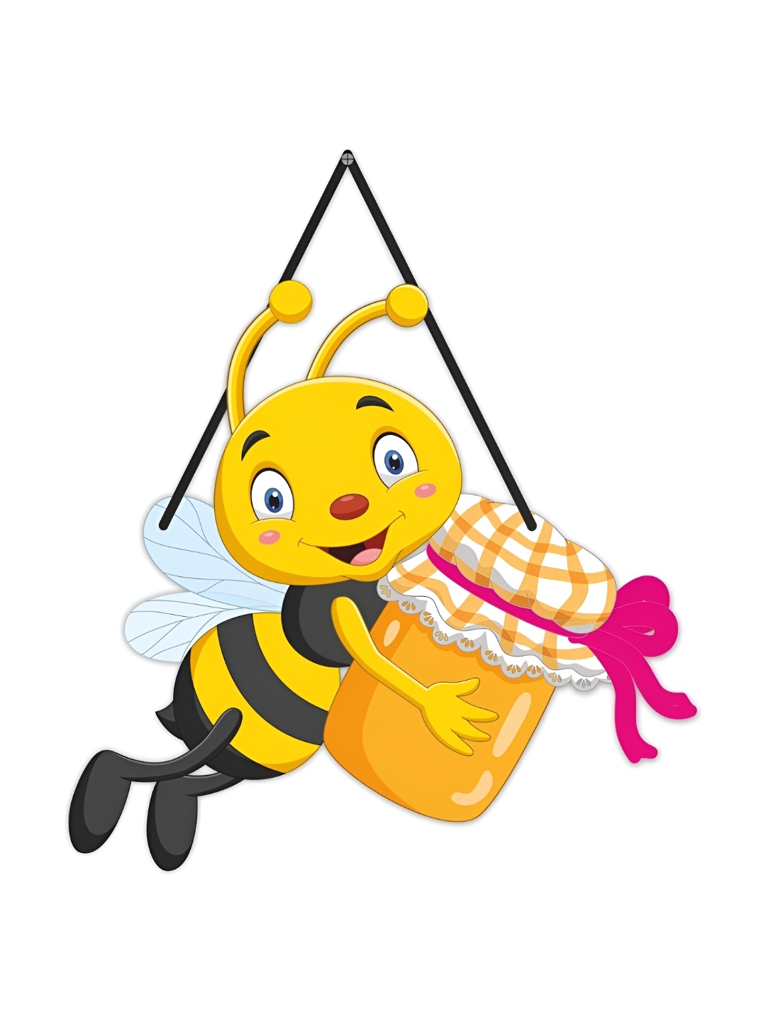 

CVANU Yellow & Black Honeybee Design Wooden Hanging Wall Decor