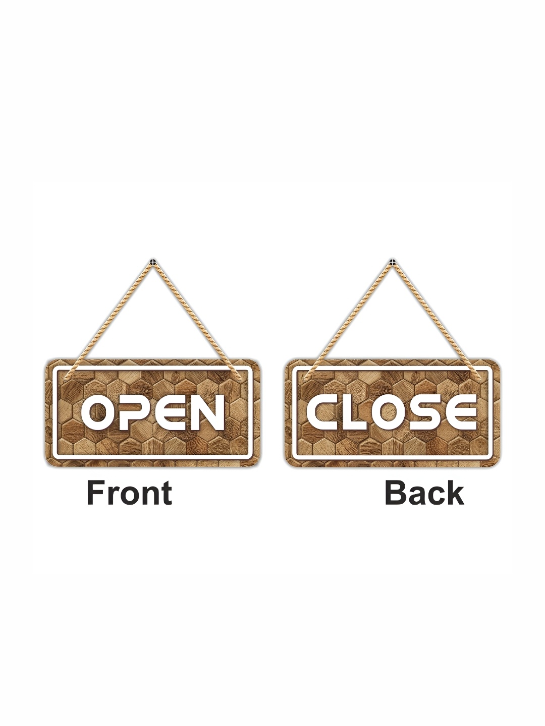 

CVANU Brown & White 2 Pieces Open & Close Printed Wooden Double Sided Sign Board