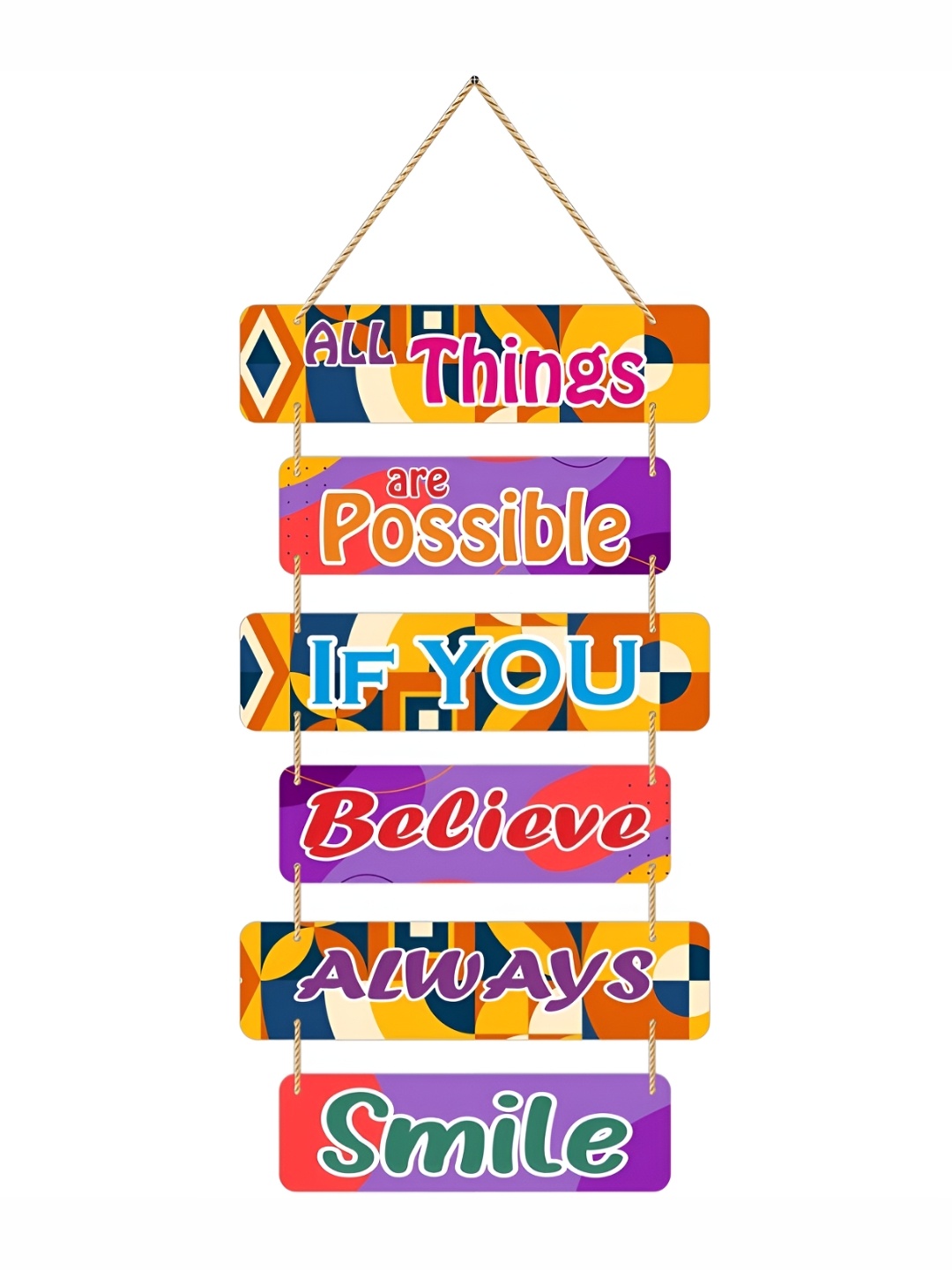 

CVANU Purple & Yellow Things Possible Board Wooden Hanging Wall Decor