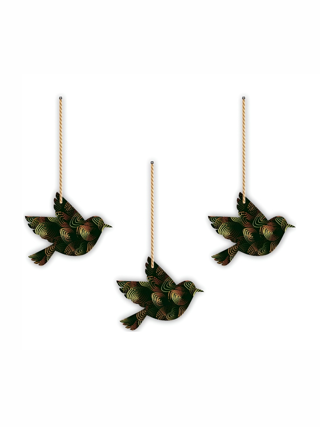 

CVANU Green & Black Birds Wooden Wall Hanging