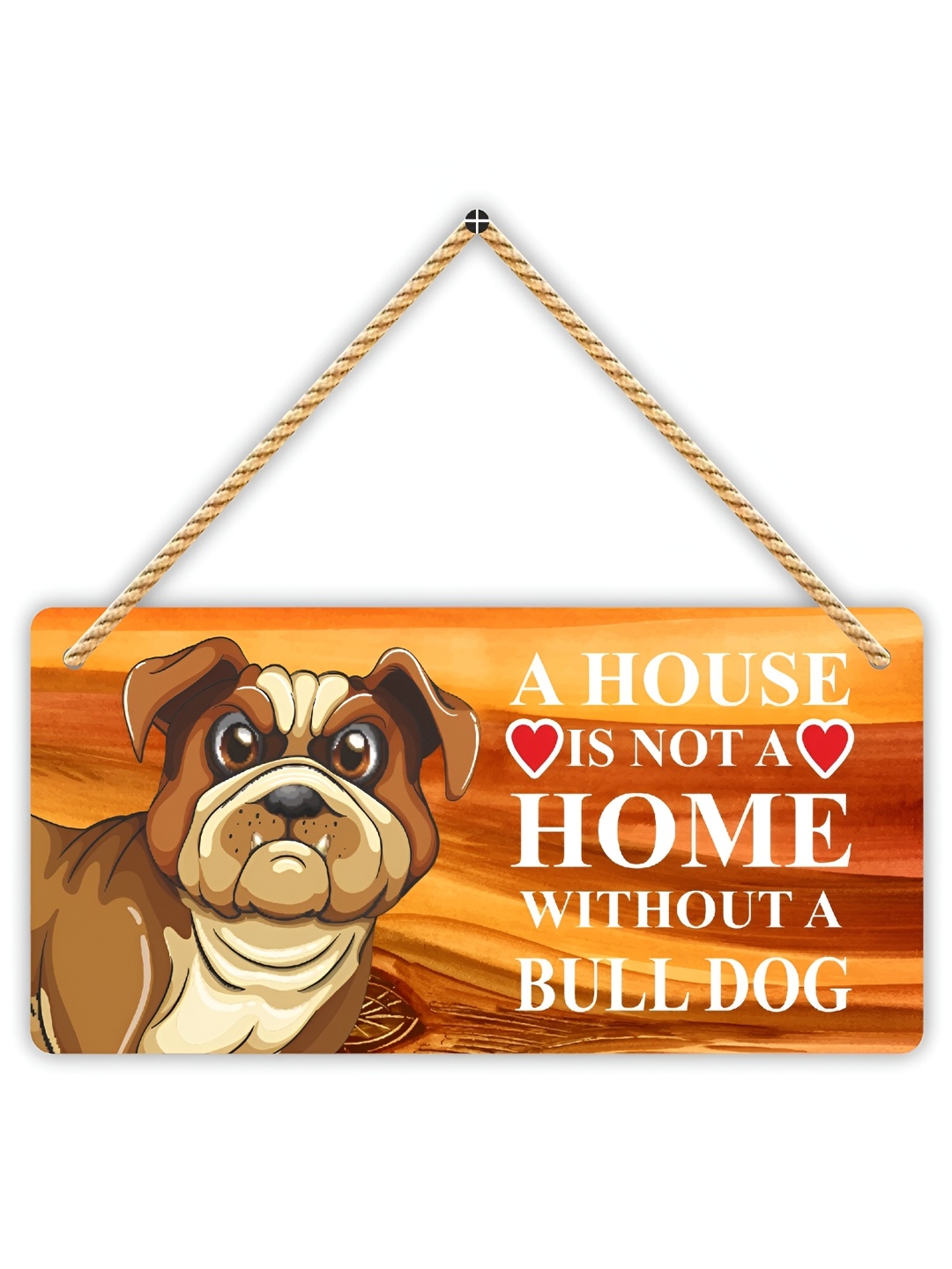 

CVANU Brown & White Dog Board Wooden Hanging Wall Decor