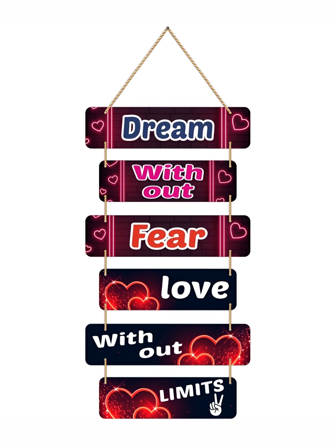 

CVANU Pink & White Dream Without Fear Board Wooden Hanging Wall Decor