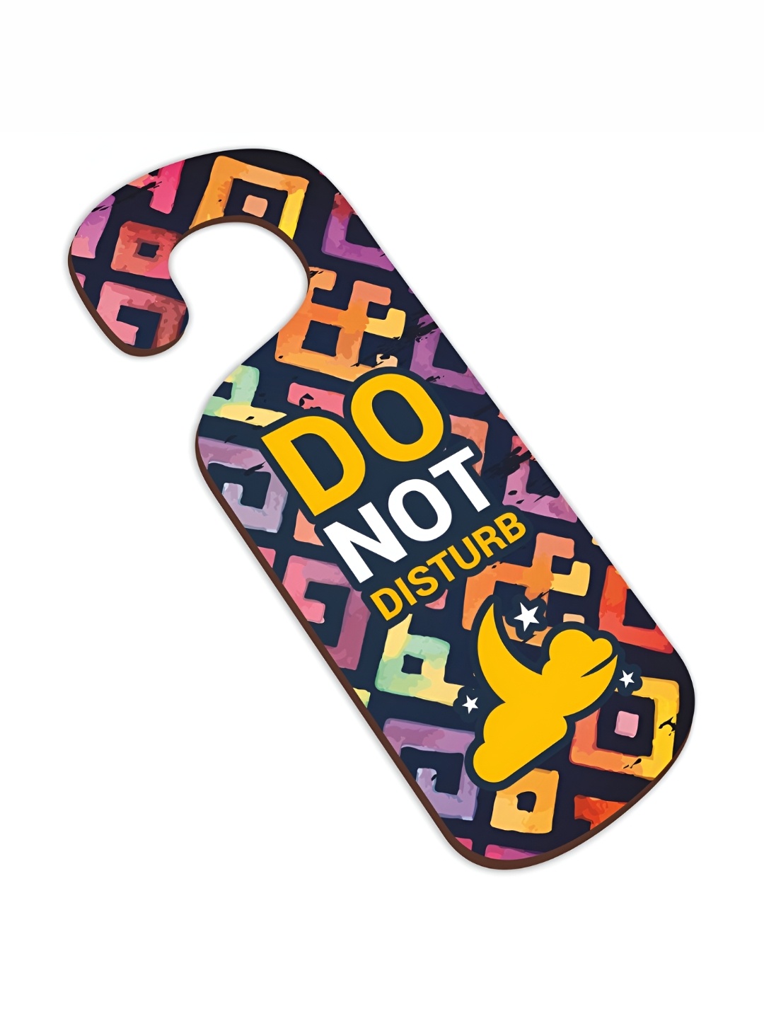 

CVANU Purple & Yellow Do Not Disturb Printed Wooden Sign Hanger