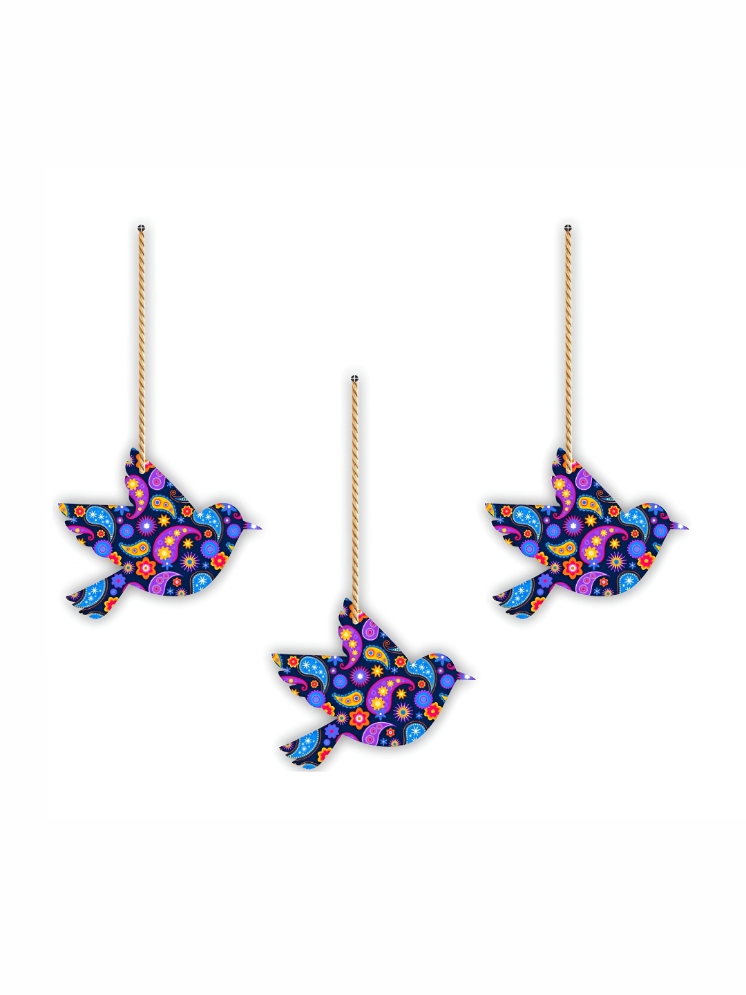 

CVANU 3 Pieces Birds Printed Wooden Wall Hanging, Purple