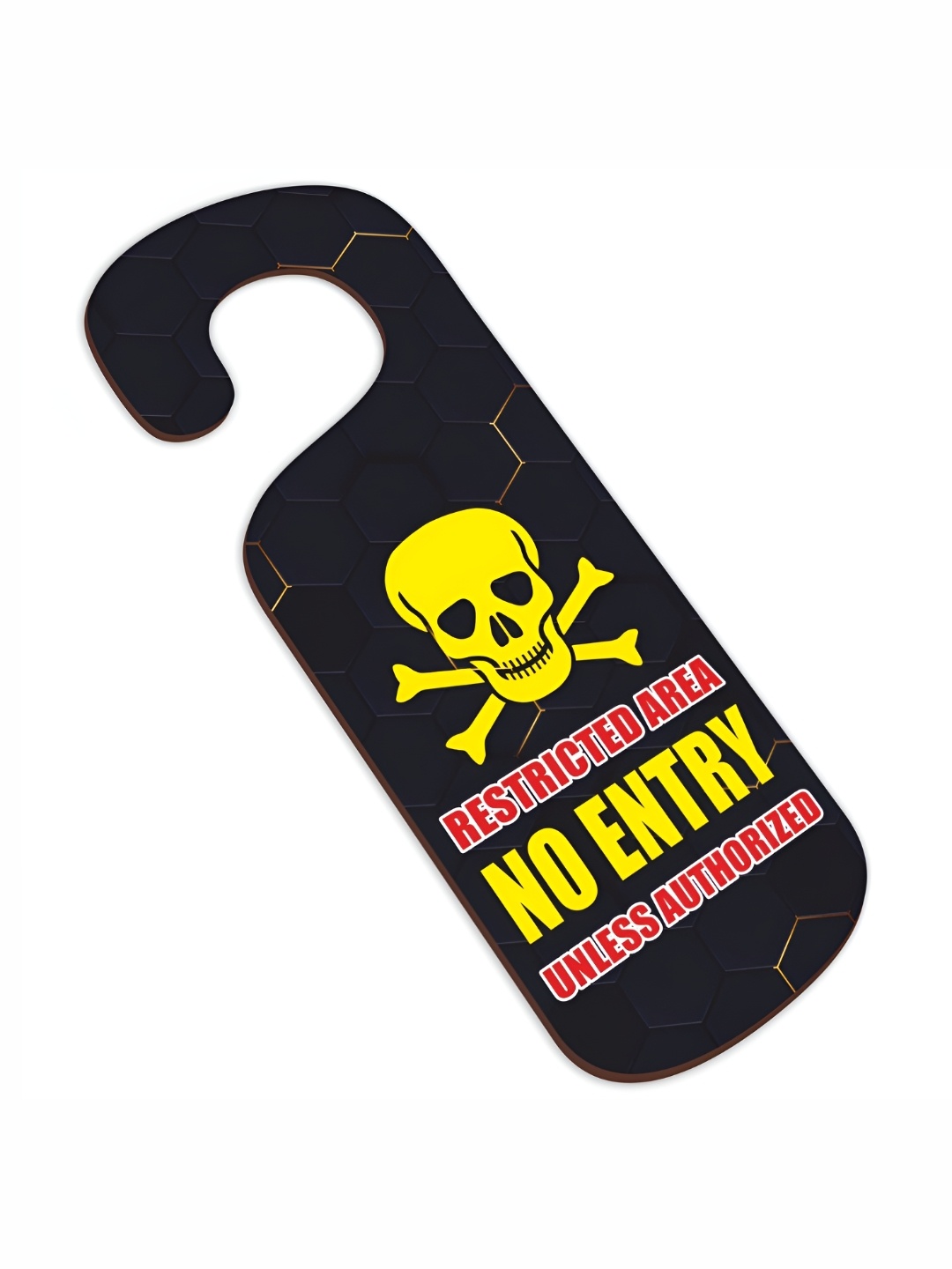 CVANU Black & Yellow No Entry Printed Sign Hanger Wooden Hanging Wall Decor