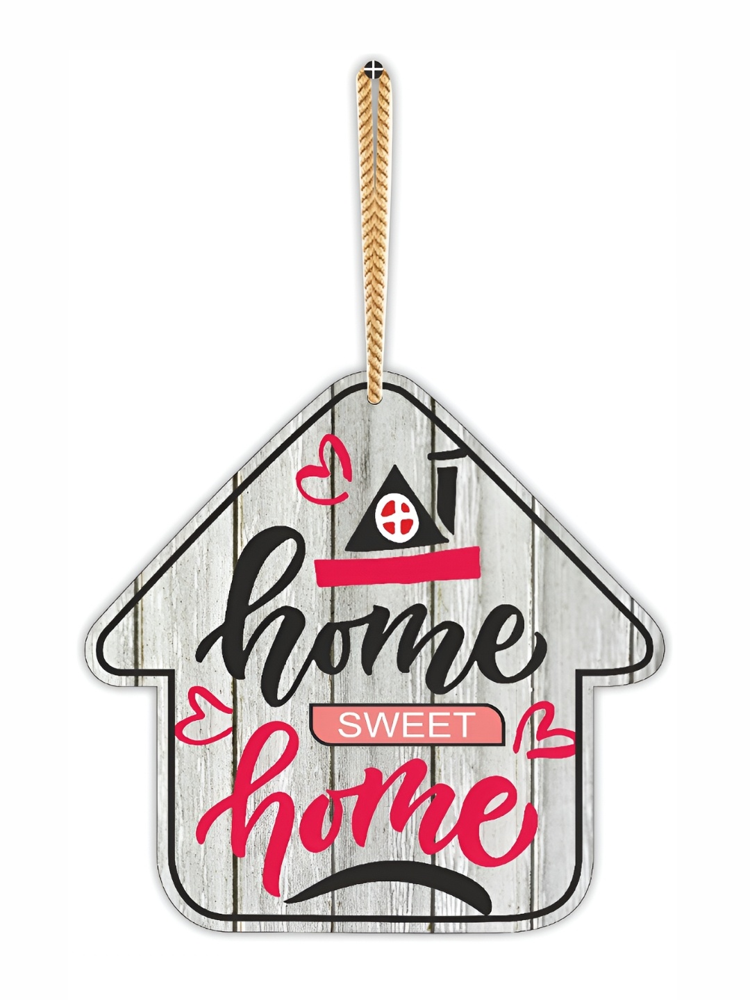 

CVANU Grey & Red Sweet Home Printed Wooden Hanging Wall Decor