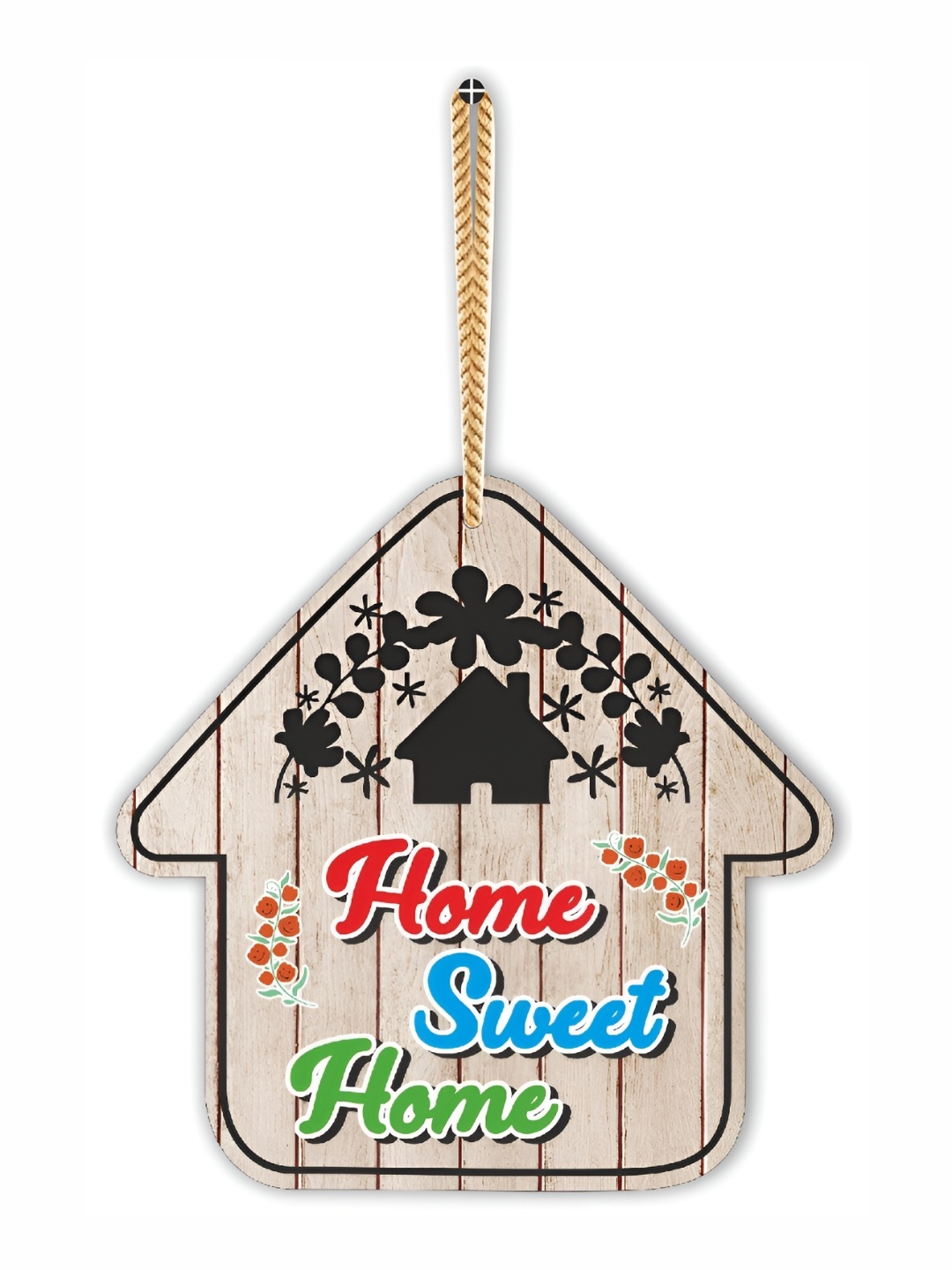 

CVANU Beige & Blue Printed Wooden Wall Hanging