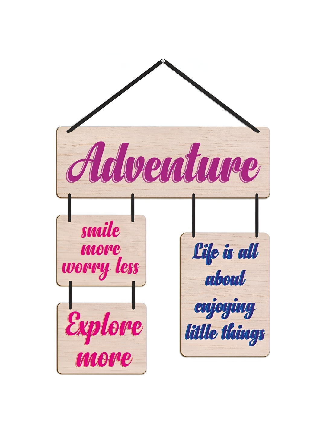 

CVANU Beige & Pink Printed Wooden Wall Hanging