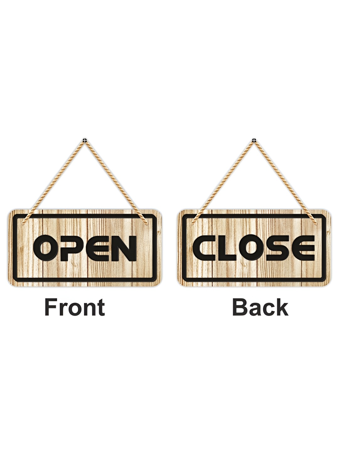 

CVANU Beige & Black Open Close Wooden Double-Sided Sign Board