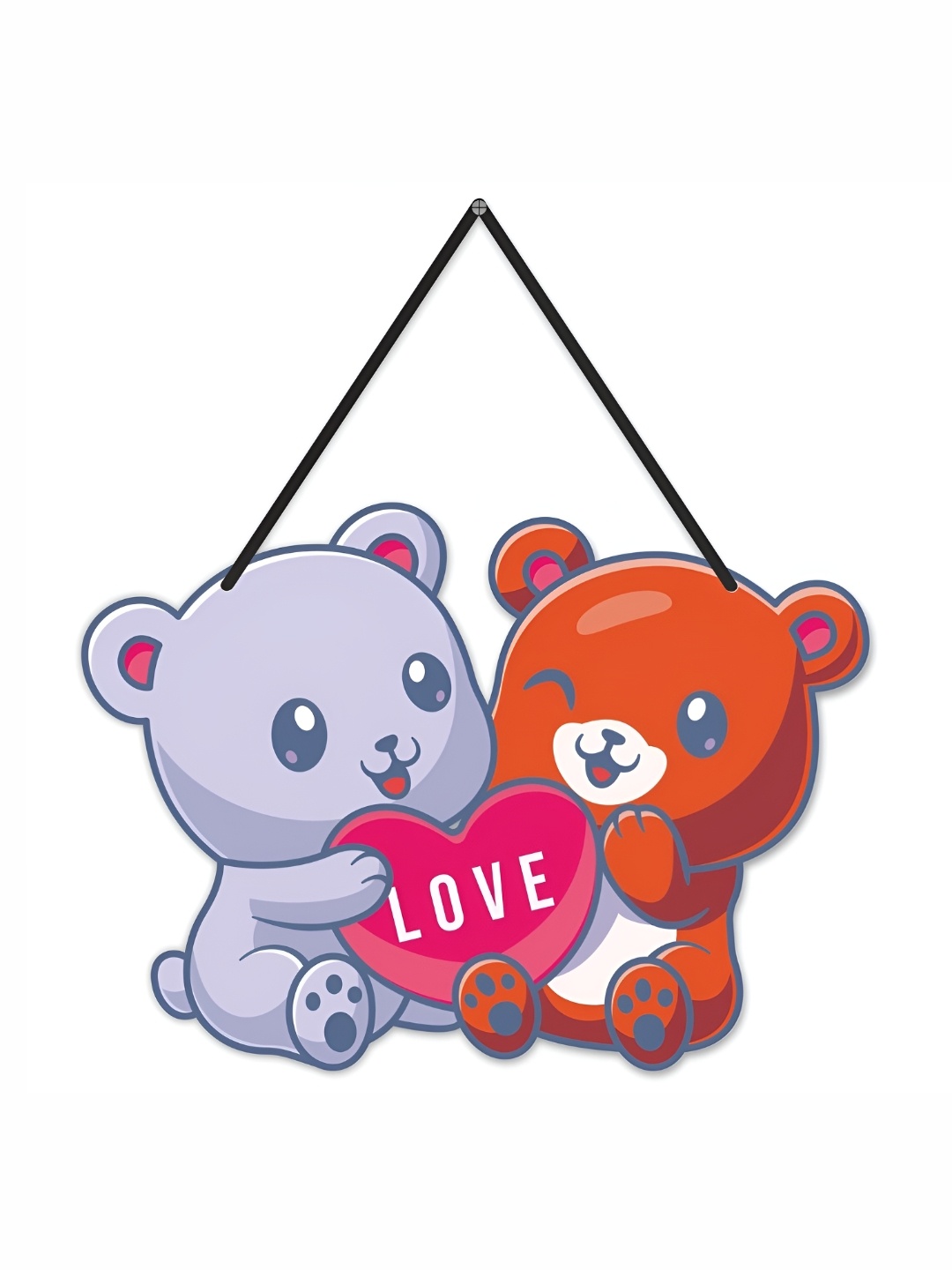 

CVANU Grey & Red Love Wooden Hanging Wall Decor