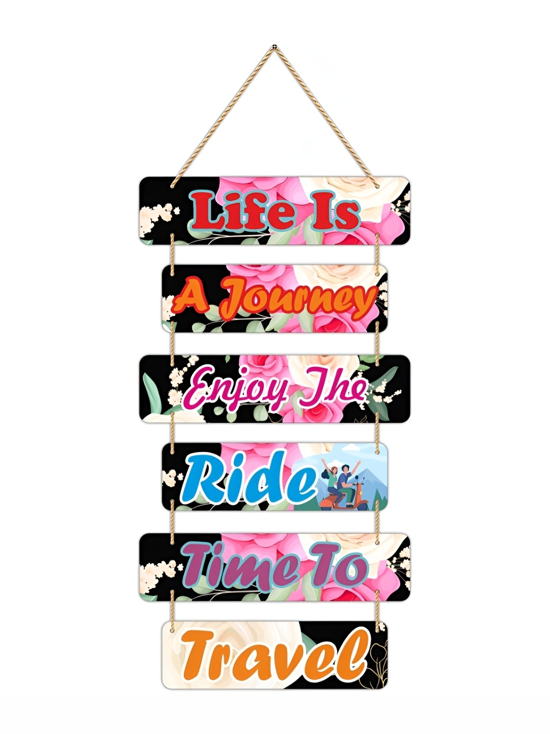 

CVANU Black & Pink Life Quote Wooden Hanging Wall Decor