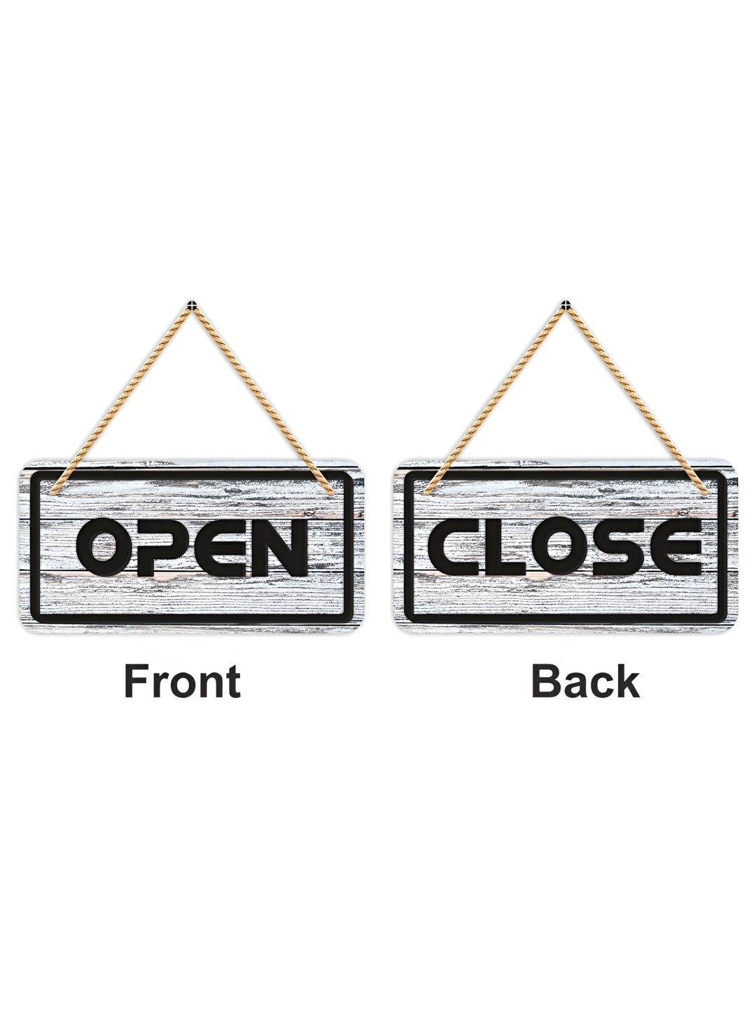 

CVANU White & Black Open & Close Painted Sign Board Wooden Wall Decor