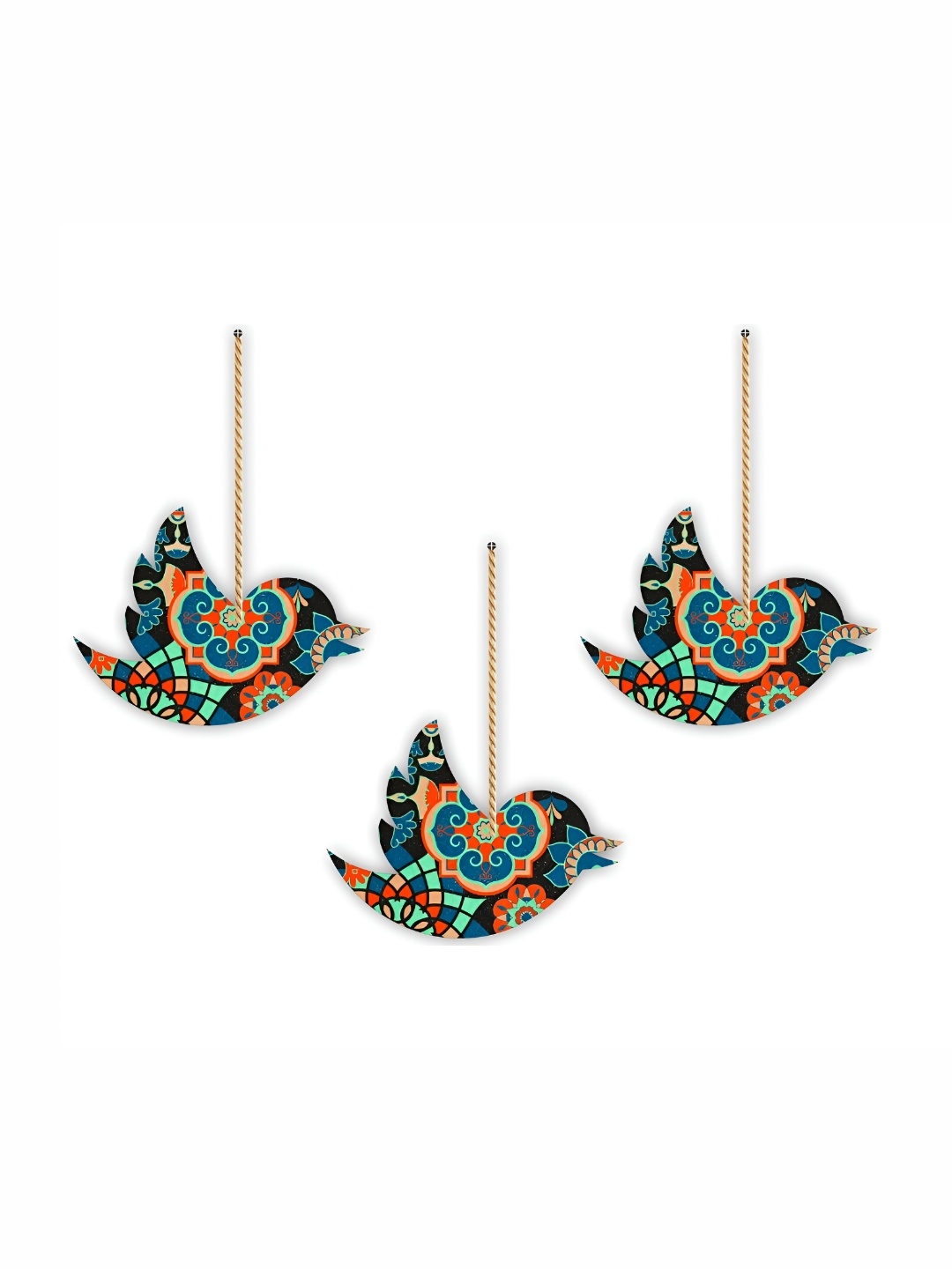 

CVANU 3 Pieces Blue & Green Wooden Bird Wooden Hanging Wall Decor